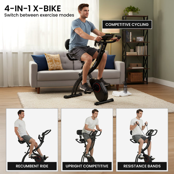 135E 4-In-1 Foldable X-Bike With Lcd Display And Resistance Bands