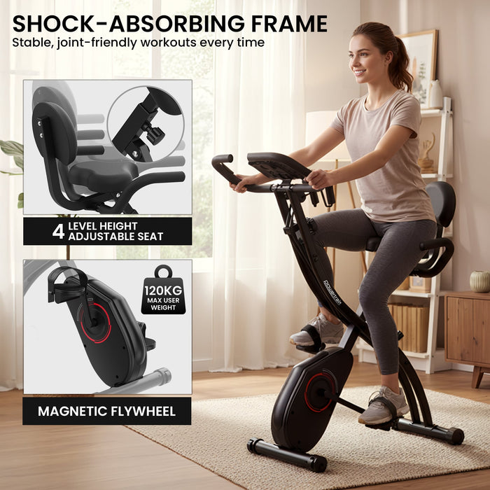 135E 4-In-1 Foldable X-Bike With Lcd Display And Resistance Bands