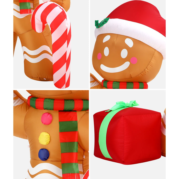 2.4M Christmas Inflatable Gingerbread Man Led Lights Outdoor Decoration