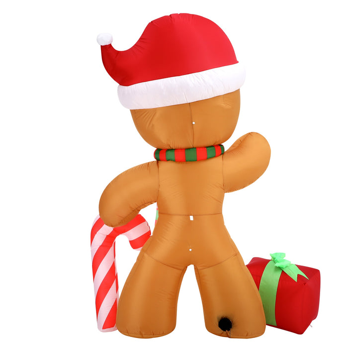 2.4M Christmas Inflatable Gingerbread Man Led Lights Outdoor Decoration