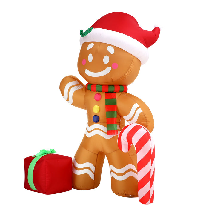 2.4M Christmas Inflatable Gingerbread Man Led Lights Outdoor Decoration