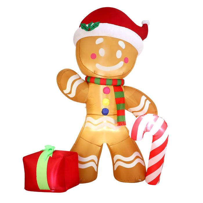 2.4M Christmas Inflatable Gingerbread Man Led Lights Outdoor Decoration