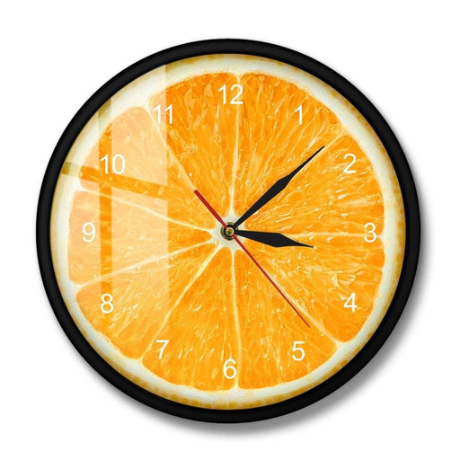 Yellow Lemon Fruit Wall Clock Lime Modern Kitchen Watch