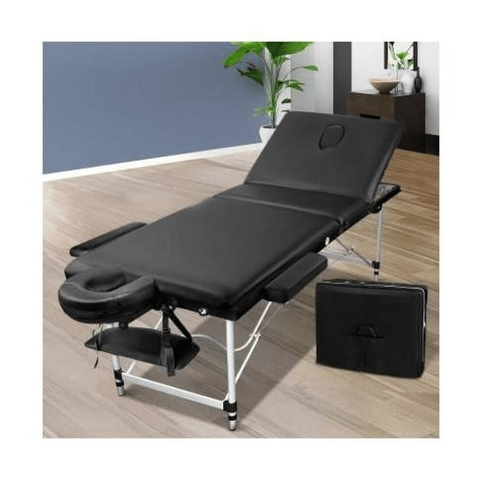 Zenses 3 Fold Portable Aluminium Massage Table - Black