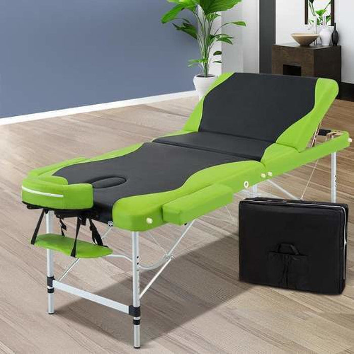Zenses 3 Fold Portable Aluminium Massage Table - Green &