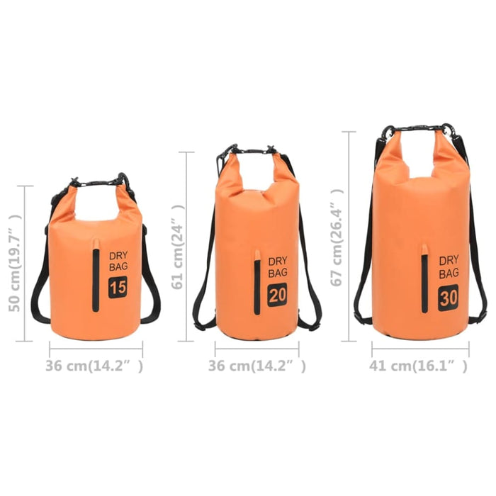Dry Bag With Zipper Orange 20 l Pvc