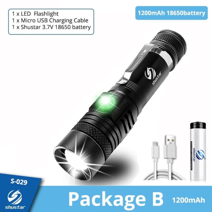 Zoomable High Power Led Flashlight with Usb Charger