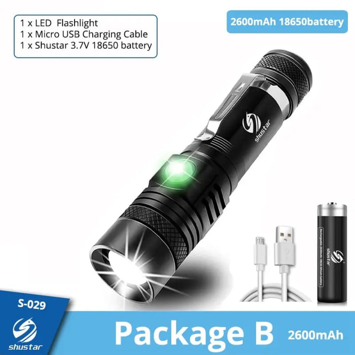 Zoomable High Power Led Flashlight with Usb Charger