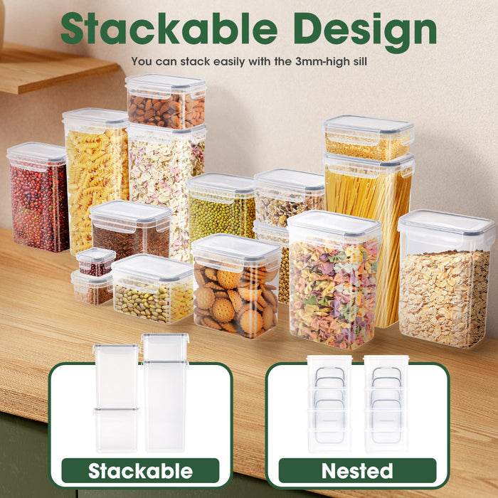 Dry Food Canisters With Lids Bpa Free Plastic Leak-Proof Canisters 16 Pcs