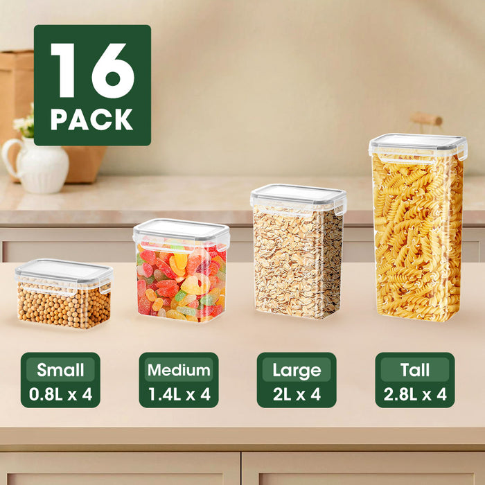 Dry Food Canisters With Lids Bpa Free Plastic Leak-Proof Canisters 16 Pcs
