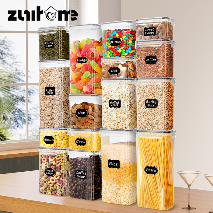 Dry Food Canisters With Lids Bpa Free Plastic Leak-Proof Canisters 16 Pcs