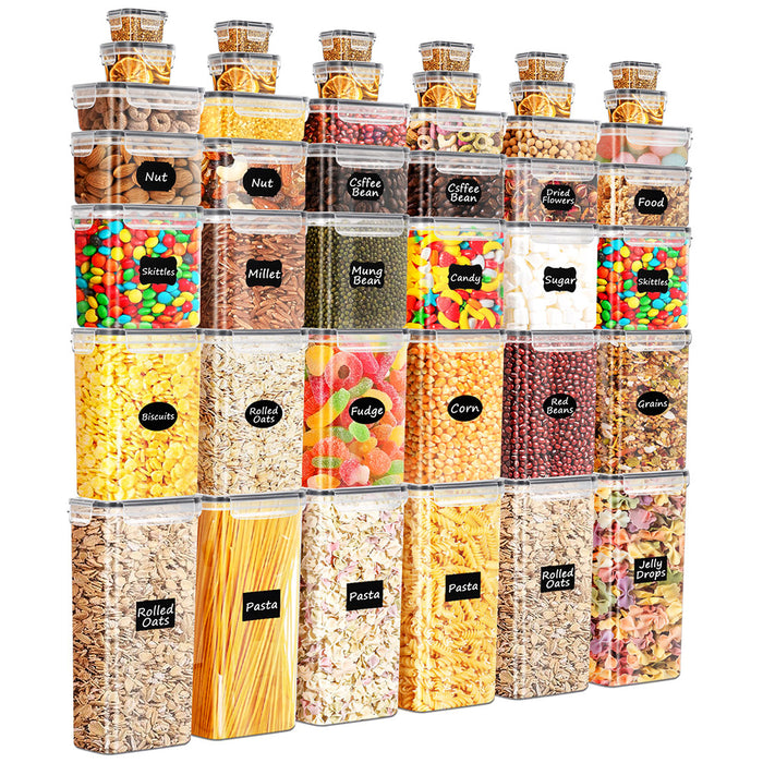 Dry Food Canisters With Lids Bpa Free Plastic Leak-Proof Canisters 42 Pcs
