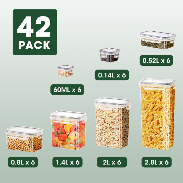 Dry Food Canisters With Lids Bpa Free Plastic Leak-Proof Canisters 42 Pcs