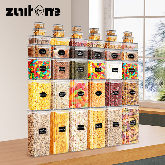 Dry Food Canisters With Lids Bpa Free Plastic Leak-Proof Canisters 42 Pcs