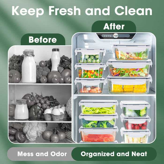 24 Pcs Food Storage Containers Bpa-Free Leak Proof With Labels & Pen