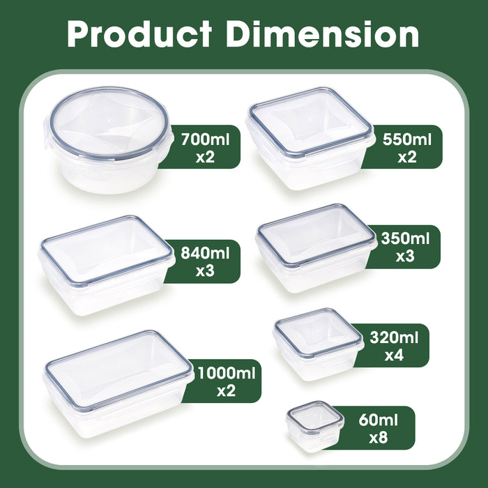 24 Pcs Food Storage Containers Bpa-Free Leak Proof With Labels & Pen