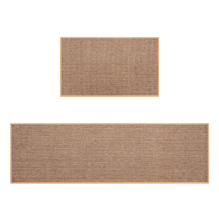 2Pcs Kitchen Rugs Mats Non Slip Anti Fatigue For Kitchen Floor Home Beige