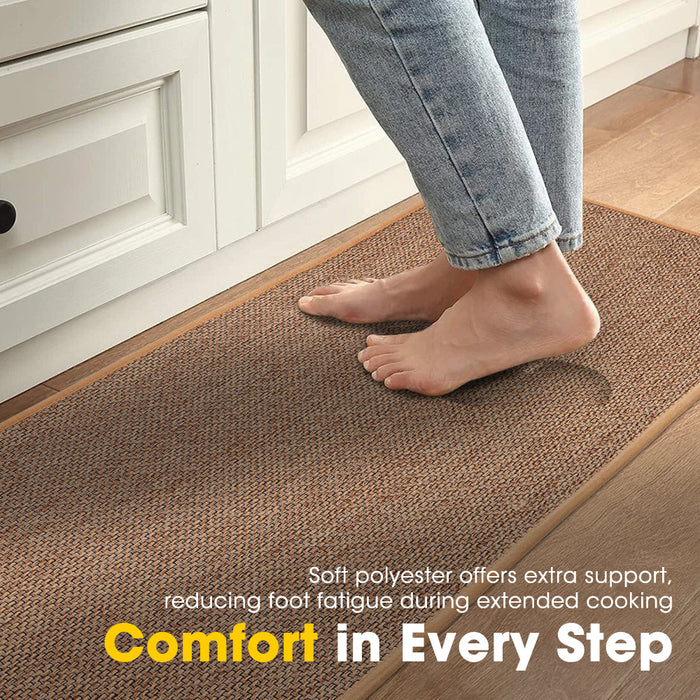 2Pcs Kitchen Rugs Mats Non Slip Anti Fatigue For Kitchen Floor Home Beige