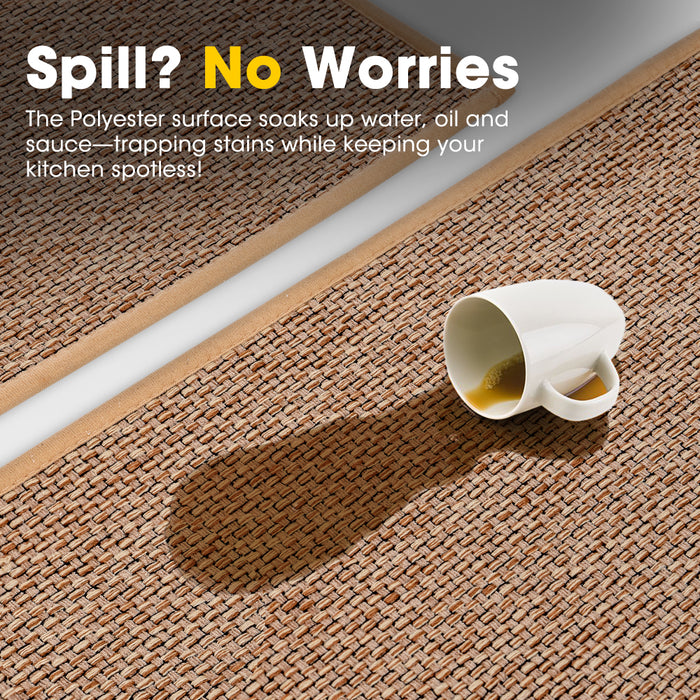 2Pcs Kitchen Rugs Mats Non Slip Anti Fatigue For Kitchen Floor Home Beige