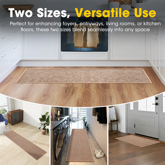 2Pcs Kitchen Rugs Mats Non Slip Anti Fatigue For Kitchen Floor Home Beige