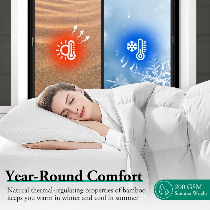 Natural Bamboo Quilt 200Gsm Duvet Doona Winter Summer Quilt Super King