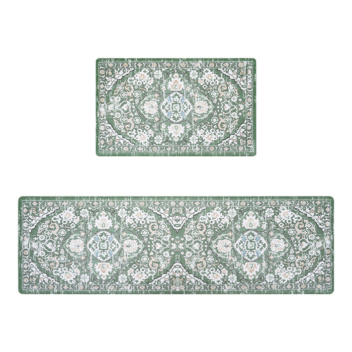 Kitchen Rugs Mats Set Of 2 Non Slip Comfort Standing Mat Rug Green