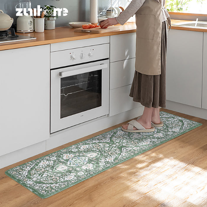 Kitchen Rugs Mats Set Of 2 Non Slip Comfort Standing Mat Rug Green