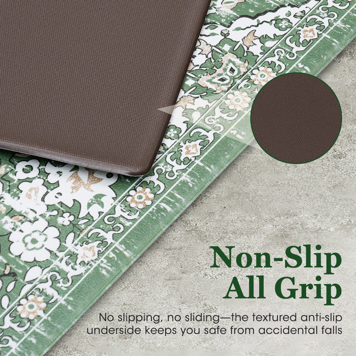 Kitchen Rugs Mats Set Of 2 Non Slip Comfort Standing Mat Rug Green