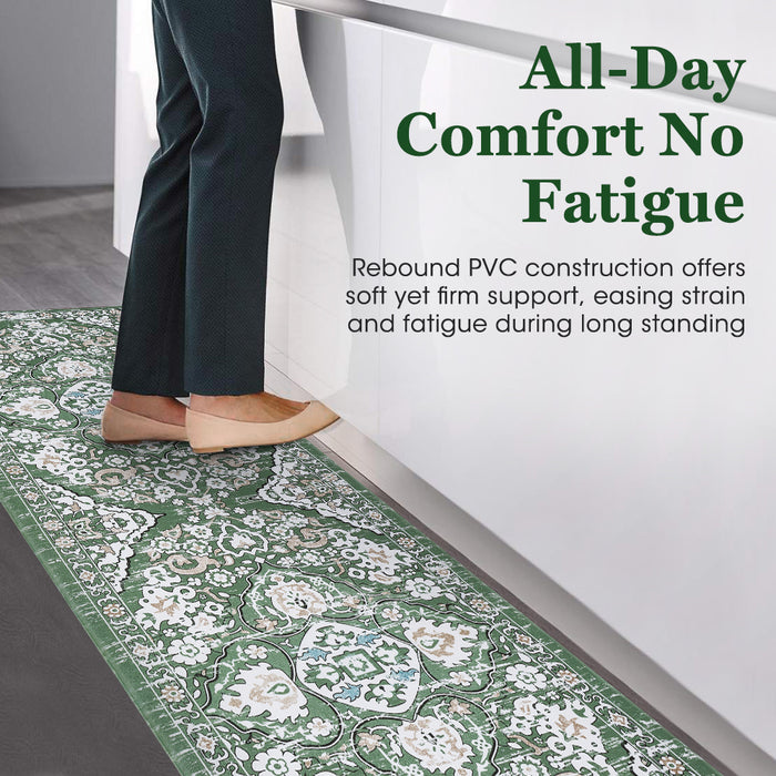 Kitchen Rugs Mats Set Of 2 Non Slip Comfort Standing Mat Rug Green