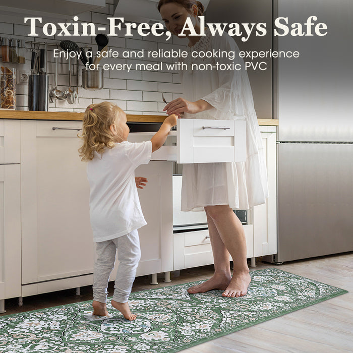 Kitchen Rugs Mats Set Of 2 Non Slip Comfort Standing Mat Rug Green