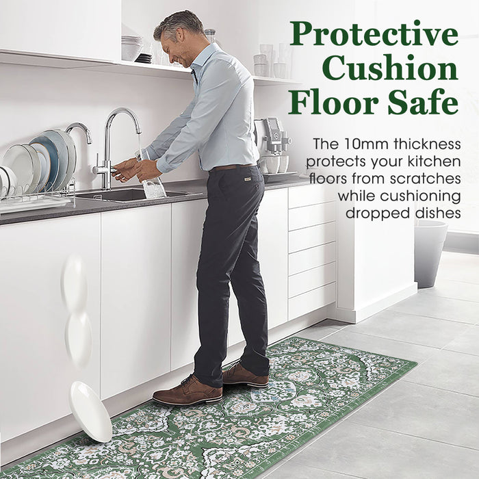 Kitchen Rugs Mats Set Of 2 Non Slip Comfort Standing Mat Rug Green