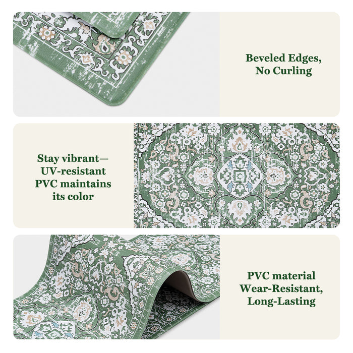 Kitchen Rugs Mats Set Of 2 Non Slip Comfort Standing Mat Rug Green