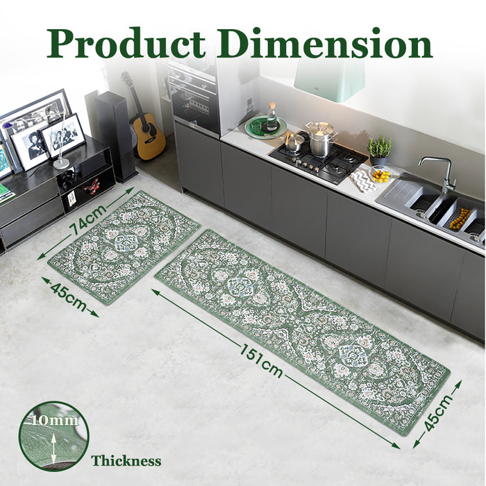 Kitchen Rugs Mats Set Of 2 Non Slip Comfort Standing Mat Rug Green