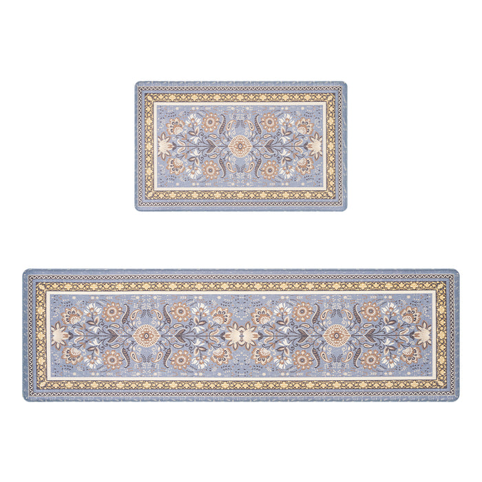 Kitchen Rugs Mats Set Of 2 Non Slip Comfort Standing Mat Rug Blue