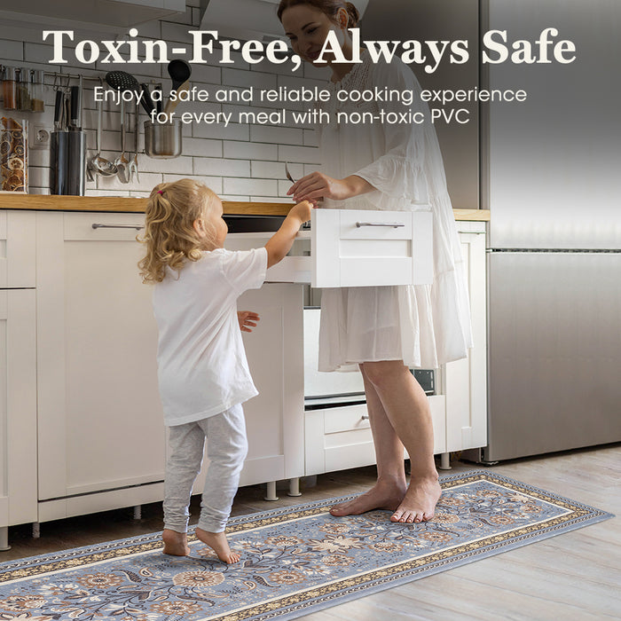 Kitchen Rugs Mats Set Of 2 Non Slip Comfort Standing Mat Rug Blue