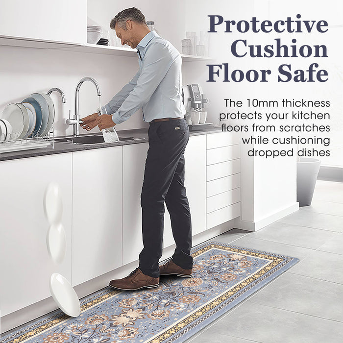 Kitchen Rugs Mats Set Of 2 Non Slip Comfort Standing Mat Rug Blue