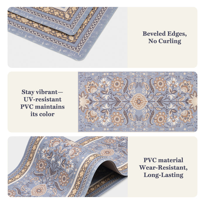 Kitchen Rugs Mats Set Of 2 Non Slip Comfort Standing Mat Rug Blue