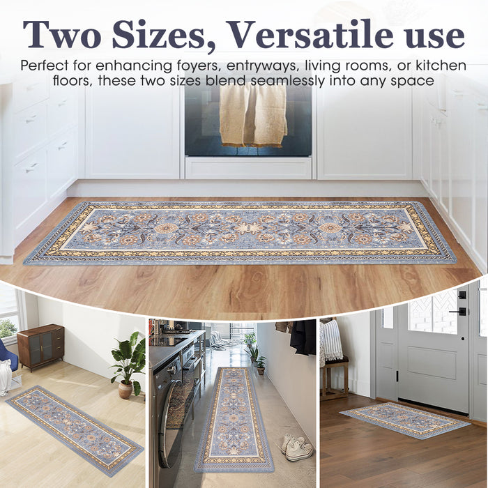 Kitchen Rugs Mats Set Of 2 Non Slip Comfort Standing Mat Rug Blue
