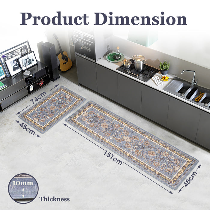 Kitchen Rugs Mats Set Of 2 Non Slip Comfort Standing Mat Rug Blue