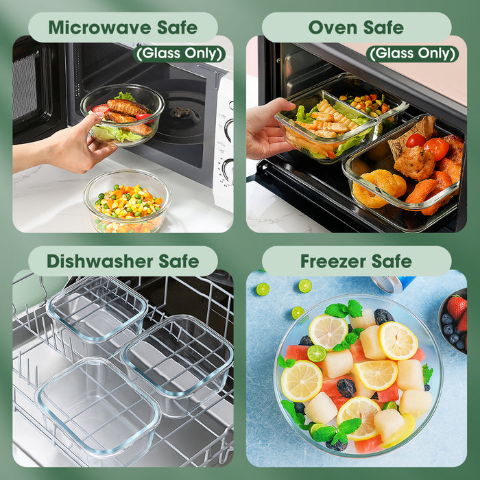 Glass Food Container With Lid 10 Packs Airtight Meal Pre Storage