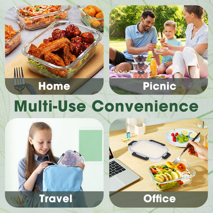 Glass Food Container With Lid 10 Packs Airtight Meal Pre Storage