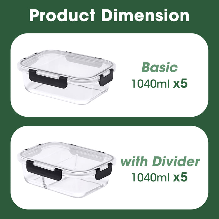 Glass Food Container With Lid 10 Packs Airtight Meal Pre Storage