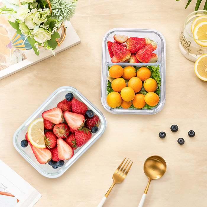 Glass Food Container With Lid 10 Packs Airtight Meal Pre Storage