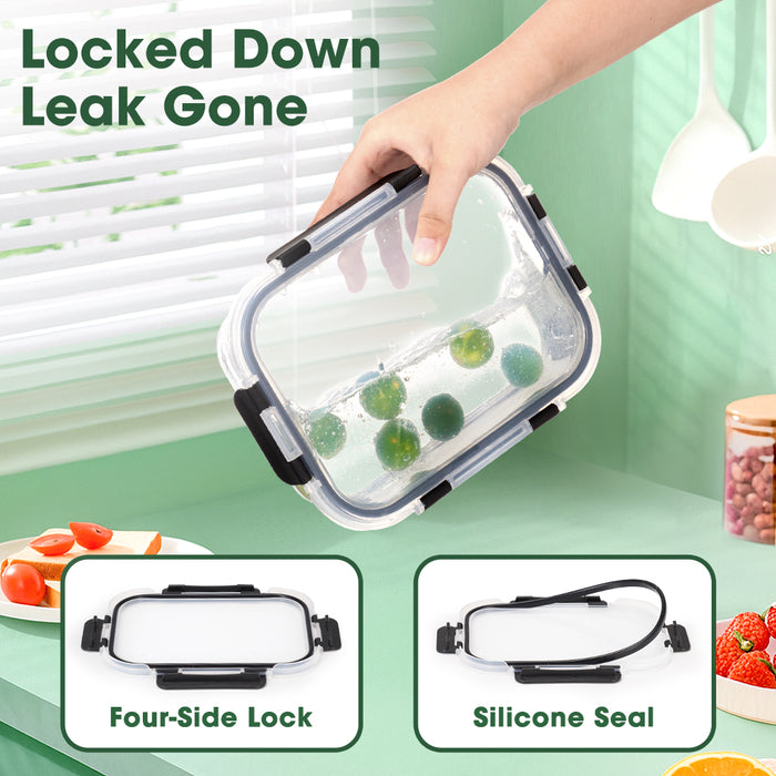 Glass Food Container With Lid 5 Packs Airtight Meal Pre Storage