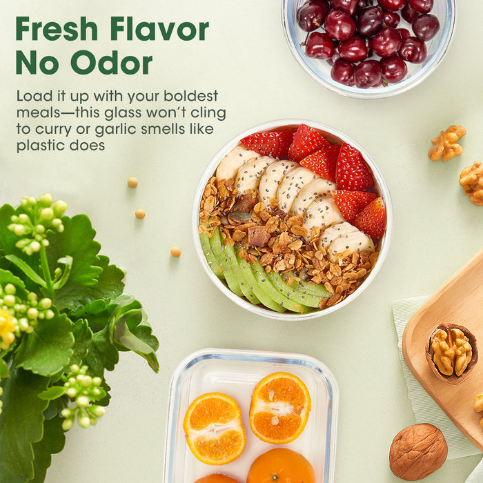 Glass Food Container With Lid 5 Packs Airtight Meal Pre Storage