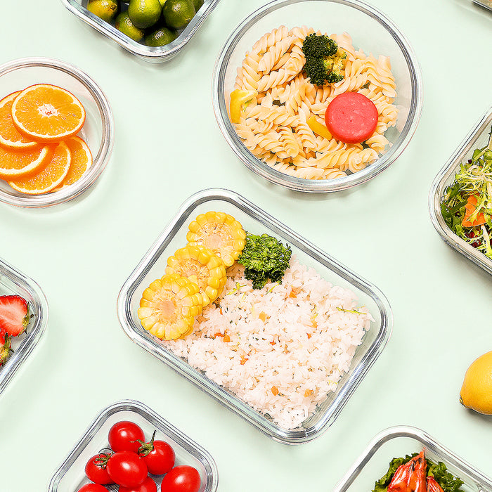 Glass Food Container With Lid 12 Packs Airtight Meal Pre Storage