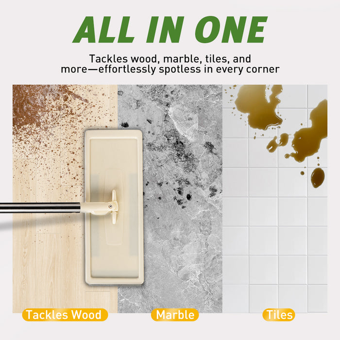 Flat Mop And Bucket Floor Mop Cleaner Set Wet Dry W / 6 Heads