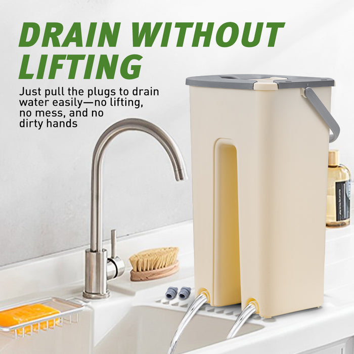 Flat Mop And Bucket Floor Mop Cleaner Set Wet Dry W / 6 Heads