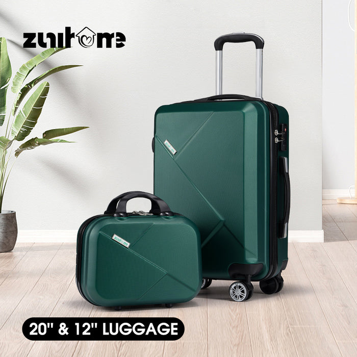 2Pcs Luggage Suitcase Trolley Set Travel Tsa Lock Storage Hard Case Green