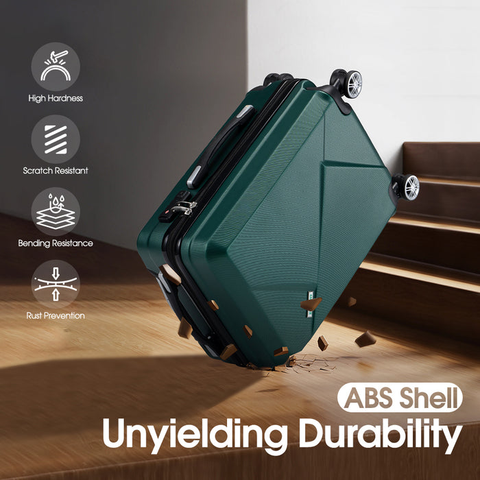 2Pcs Luggage Suitcase Trolley Set Travel Tsa Lock Storage Hard Case Green